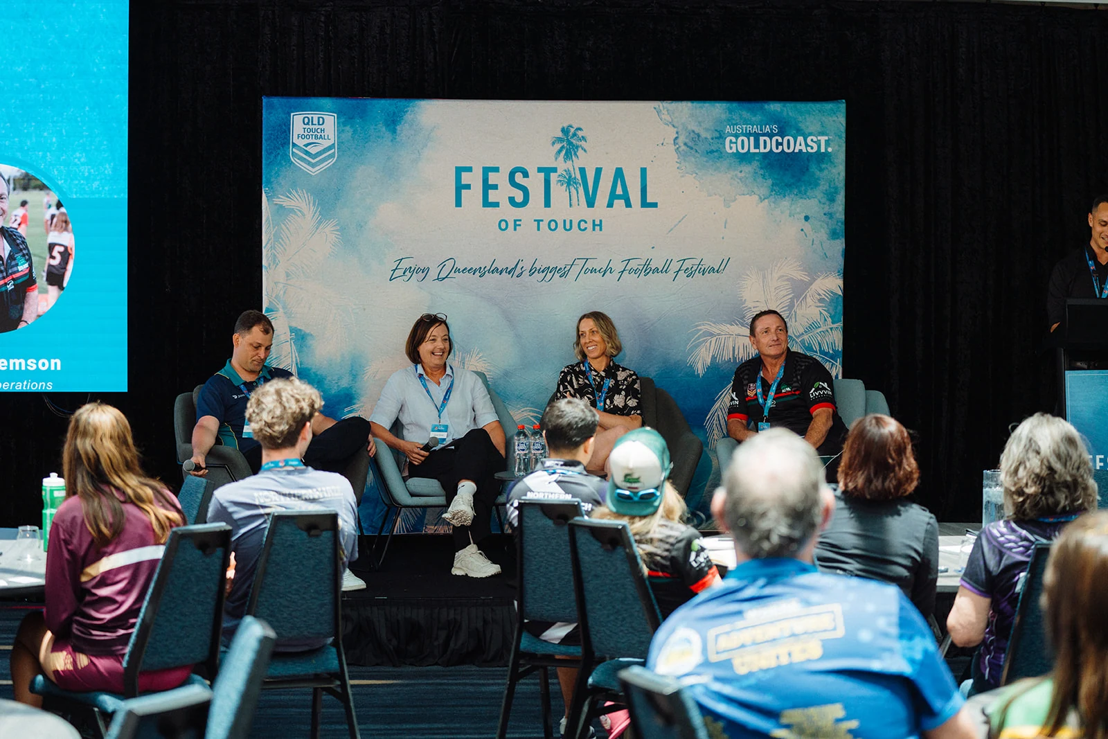 Four speakers join a panel discussion at the Festival of Touch conference.